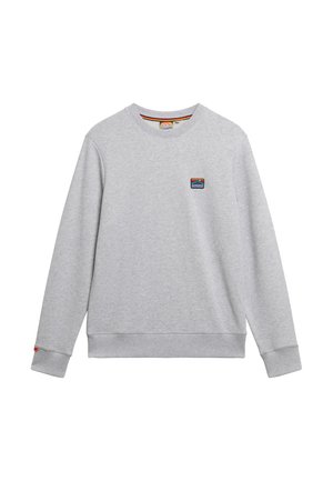 Grijze sweatshirt van een katoenmix, met lange mouwen, ronde hals en een klein meerkleurig logo op de borst. Geribbelde manchetten en zoom.