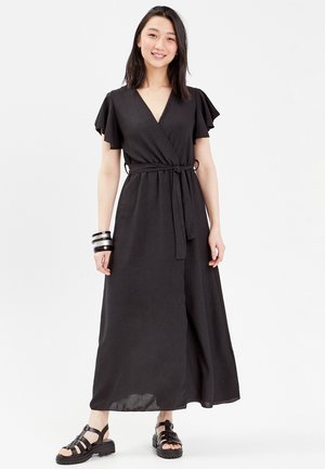LANGES AUSGESTELLTES MIT WICKELOPTIK - Maxi dress - noir
