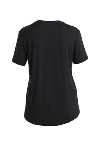 Black short-sleeve t-shirt with a round neck, made from a soft, lightweight material. Features a relaxed fit and smooth texture.