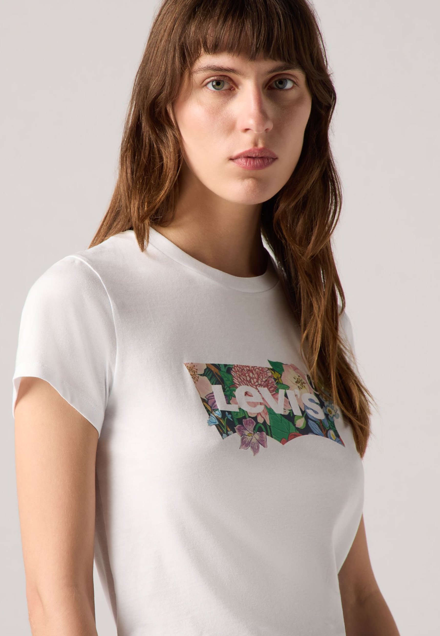 売れ筋商品|||リーバイス Tシャツ レディース トップス THE PERFECT TEE - Print T-shirt - coloring book dahlia bw fill bright white Levi's® THE PERFECT TEE - T-Shirt print - coloring book