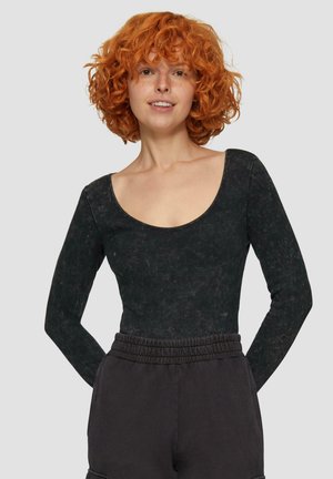 GEWASCHENER  MIT STRUKTUR - Long sleeved top - schwarz