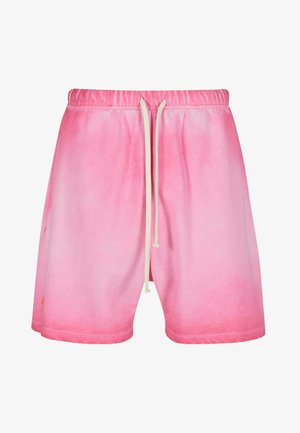 Roosa ujumispüksid gradient-efekti ja elastse vöökoha ning valge paelaga. Pehme materjal ja mugav lõige.