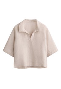 OVERSIZE SHORT-SLEEVED LINEN - Bluse - stone