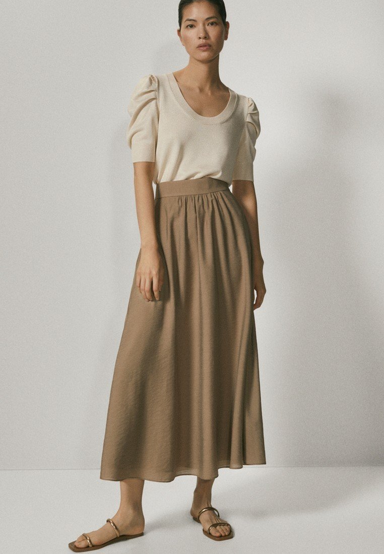 Massimo Dutti Veckad kjol gold Zalando.se Massimo Dutti Veckad kjol beige Zalando.se