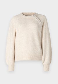 ONLY ONLLAUREN O NECK BUTTON - Neule - oatmeal