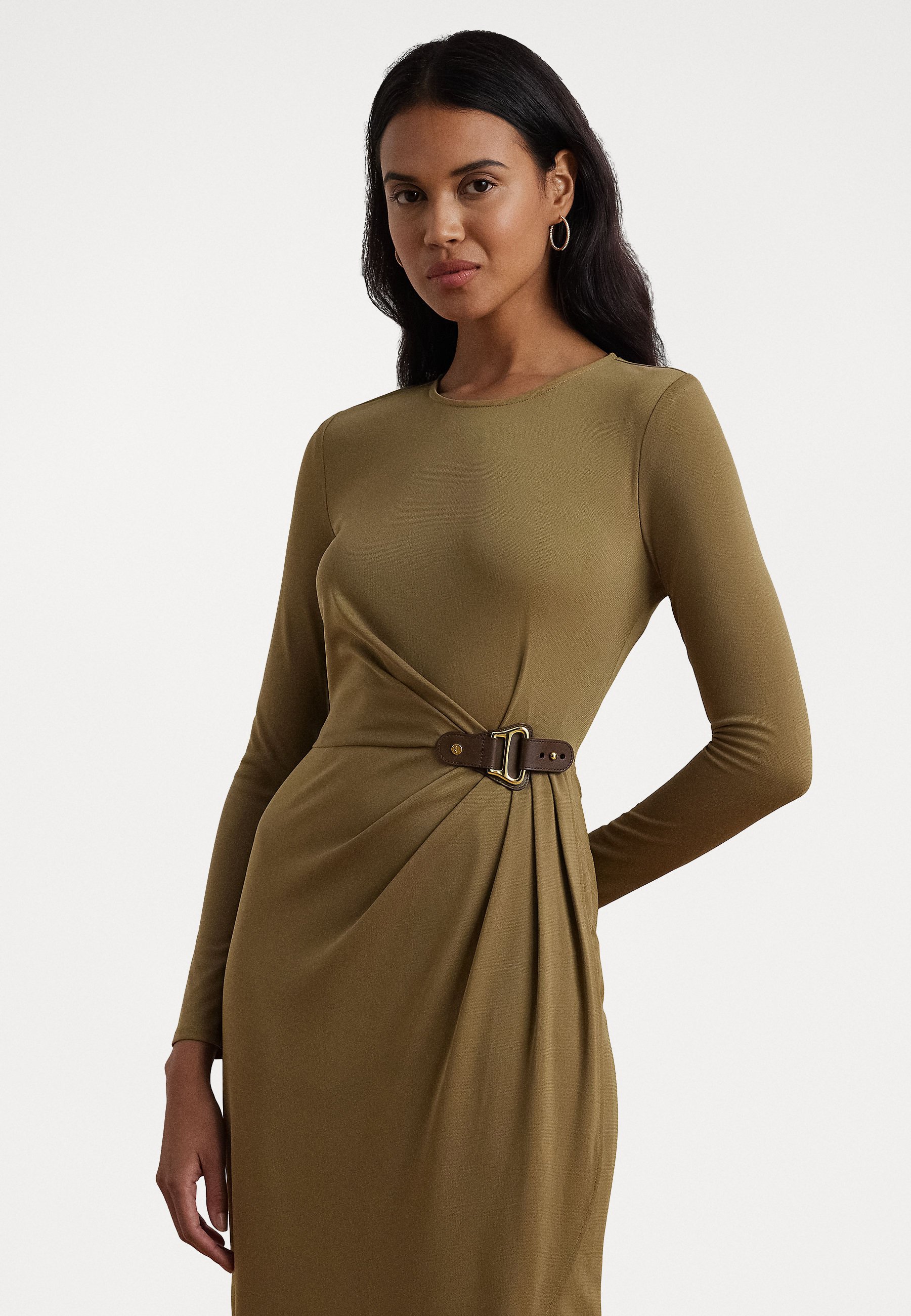 Lauren Ralph Lauren BUCKLE TRIM STRETCH JERSEY DRESS - Shift dress -  honey/beige - Zalando
