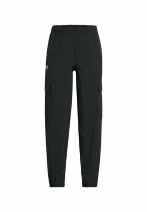 Zwarte cargobroek met een elastische taille, tapering legs, zijzakken en een gladde, lichte stof. Under Armour-logo aan de voorkant.