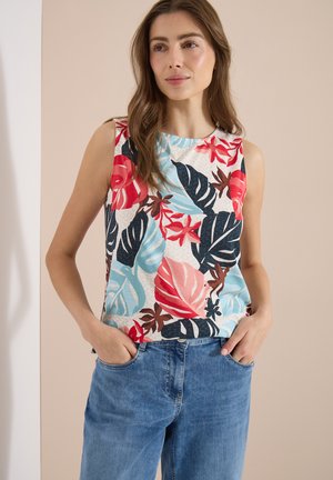 Cecil, TOP MIT RUNDHALS UND BLÄTTERPRINT - Top - light alabaster white