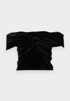 Good American OFF SHOULDER - Μπλουζάκι με στάμπα - black