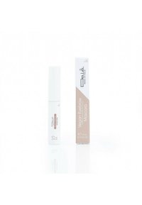 Mascara per sopracciglia vegana in un tubo bianco con un cappuccio argento, accanto a una scatola beige che mostra i dettagli del prodotto e il volume.