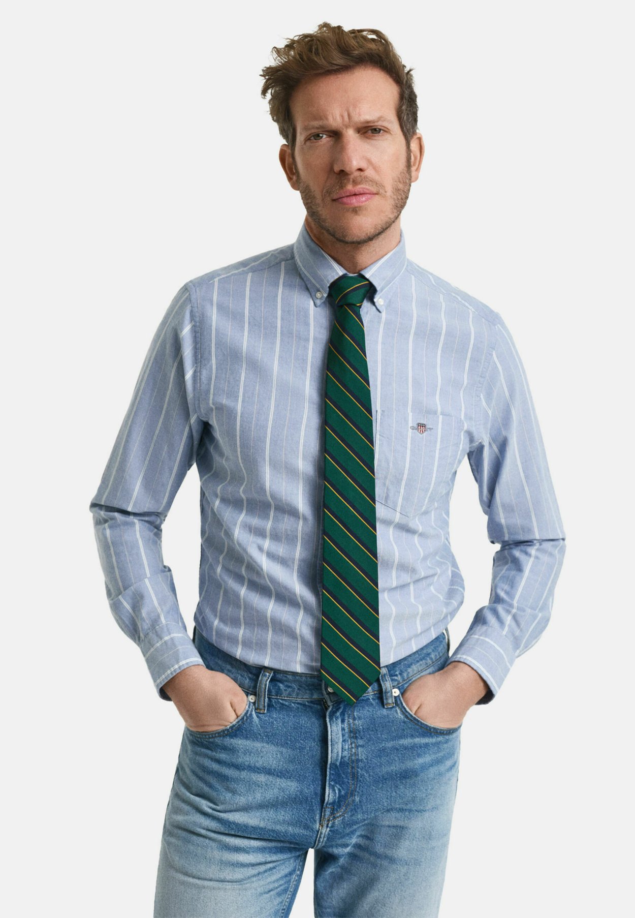 REGULAR FIT STRIPED OXFORD