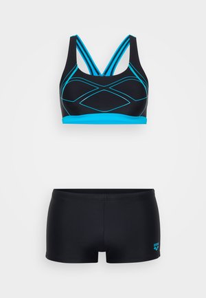Arena WOMENS GRAPHIC SWIMSUIT PRO TWO PIECES - Bikini - black/turquoise