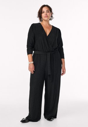 MIT GLITZER UND BINDEGÜRTEL - Overal - black w silver
