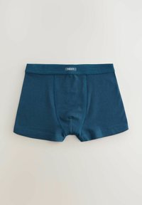 Navyblå bomullskalsonger med en mjuk midjeband, med en frampåse och flata sömmar för komfort och en smidig passform.