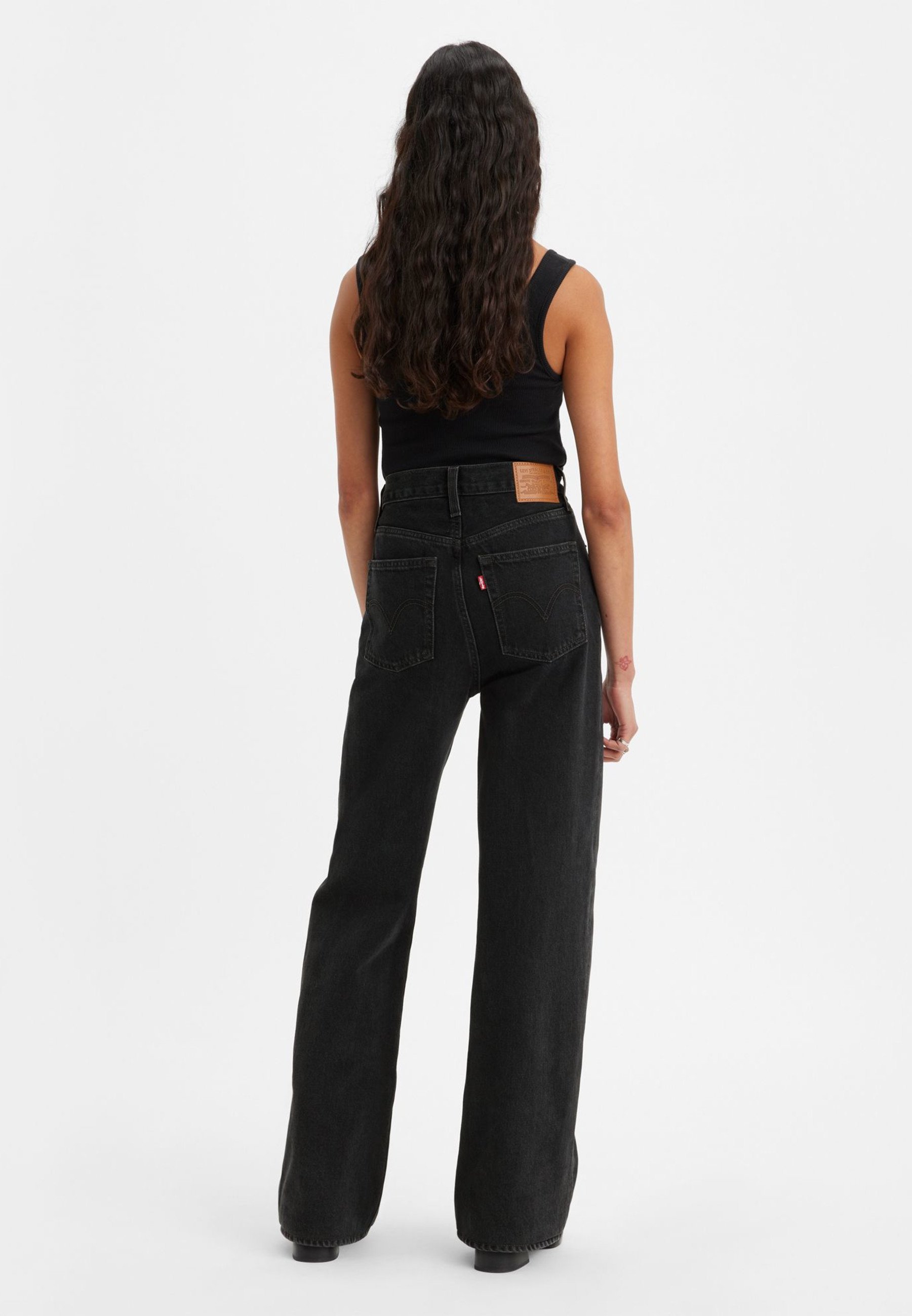Levi's® RIBCAGE - Wide leg/czarny denim - Zalando.pl