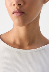 Marc O'Polo 3/4 SLEEVE FINE BINDING AT NECK - Långärmad tröja - salty white
