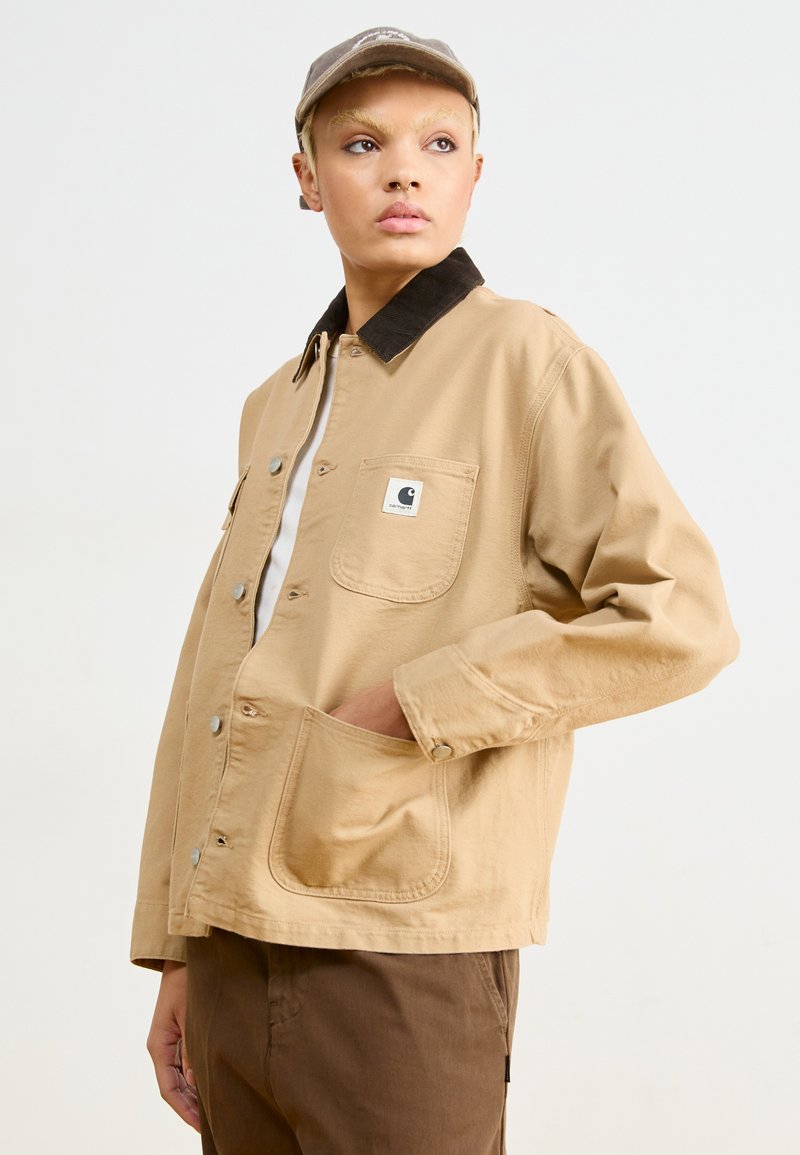 carhartt michigan coat tobacco Carhartt WIP MICHIGAN COAT DEARBORN - Summer jacket - dusty brown/tobacco  rinsed/light brown