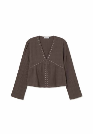 Brownie, BLUSA MANGA LARGA PICO TACHAS - Blusa - marron claro