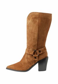 Högklackad stövel - cognac