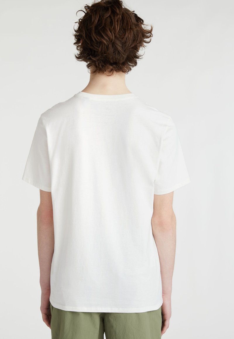 Witte kortemouwen t-shirt van katoen, met een ronde hals en een casual pasvorm, van achteren getoond met zichtbare stiksels.
