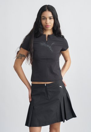 DARE TO SLIM HALF ZIP GRAPHIC TEE - Felső - black