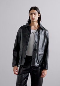 MARINE SERRE MOONOGRAM EMBOSSED BOXY JACKET - Odinis švarkas - black