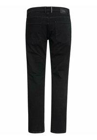 Sorte denimjeans med lige ben, med to baglommer og et minimalistisk design, lavet af robust bomuldsstof.