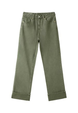 Stradivarius, D92 STRAIGHT WIDE JEANS - Wide leg - mottled dark green