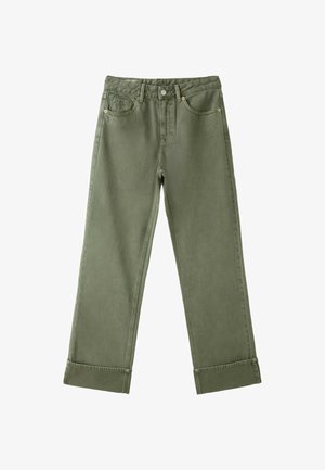 Stradivarius, D92 STRAIGHT WIDE JEANS - Wide Leg - mottled dark green