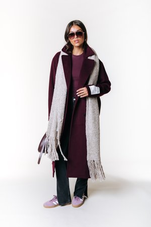 ZANIA DOUBLE BREASTED LONG COAT - Klasický kabát - burgundy