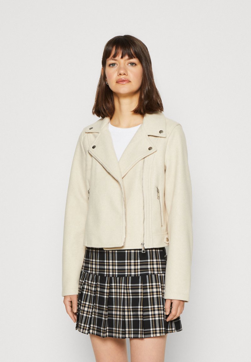 Vero Moda VMPOP SHORT BIKER JACKET Summer jacket oatmeal melange