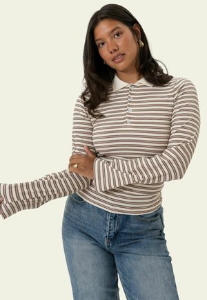 BY IC, LIVAIC POLO - T-shirt à manches longues - white brown stripes