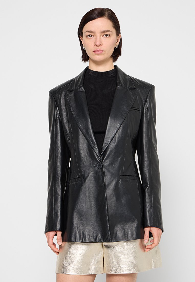 RIANI Leren jas zwart