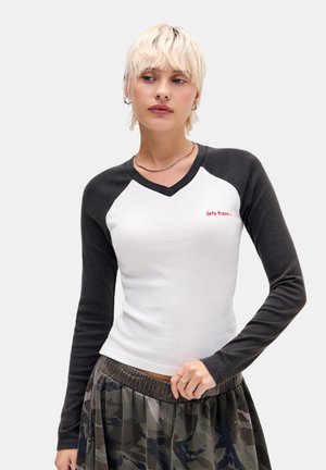 iets frans..., IETS FRANS... LONG SLEEVE V-NECK TEE - Блуза с дълги ръкави - white