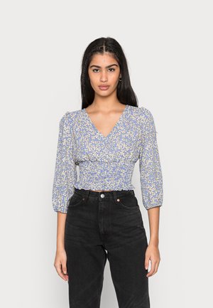 ONLFUCHSIA LIFE CROP SMOCK TOP - Blouse - colony blue/valley ditsy