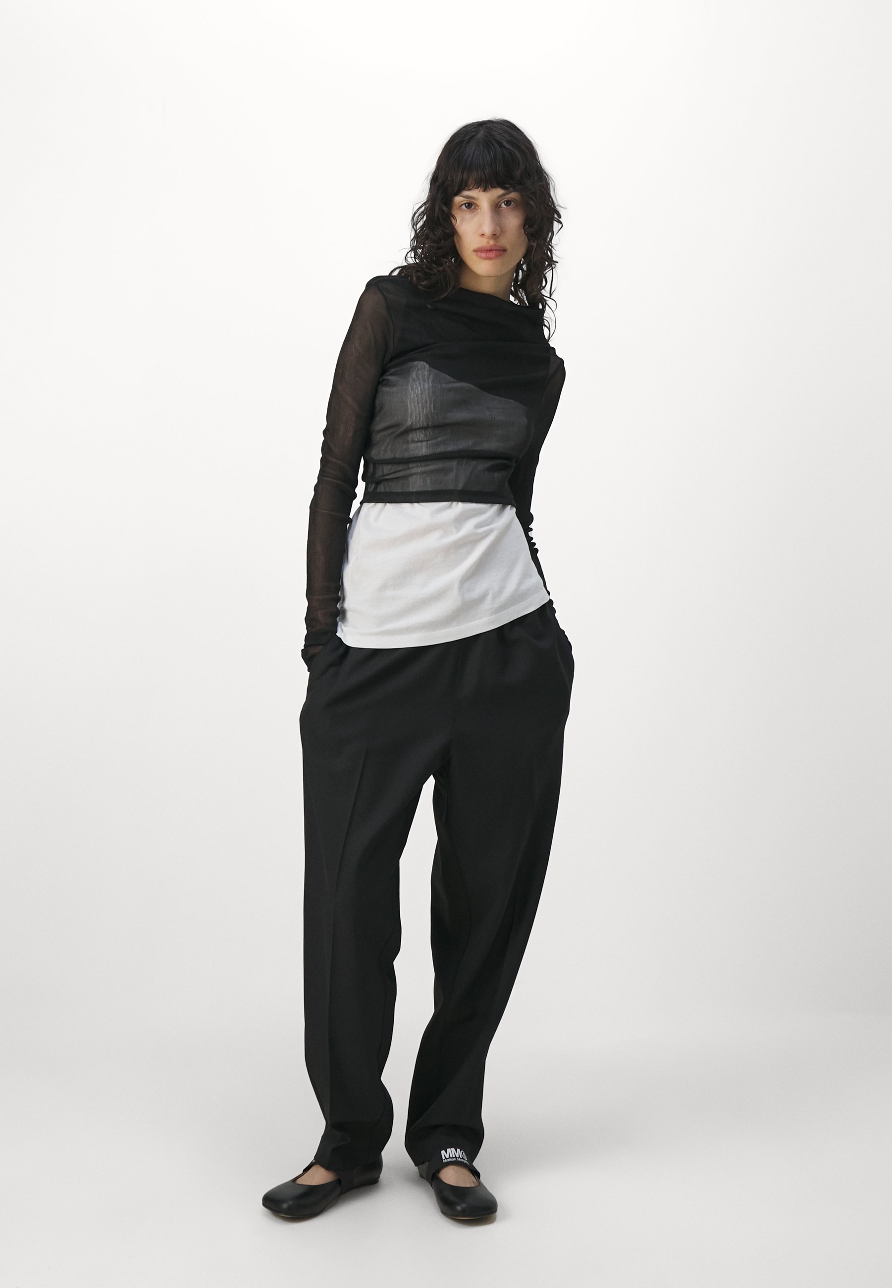MM6 Maison Margiela Long sleeved top - black/white/black