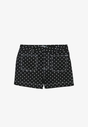 TALL FIT - POLKA DOT PATCH POCKET - Pantaloni scurți din denim - black