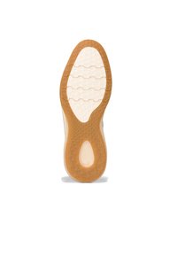 Podešev boty s texturou včelí plástve ve světlé hnědé gumě, s průhlednou částí a vzorovaným gripem pro lepší přilnavost.