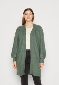 Vero Moda Curve VMRUBELLEFILE LONG CARDIGAN - Cardigan - laurel wreath melange
