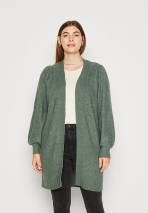 Vero Moda Curve VMRUBELLEFILE LONG CARDIGAN - Cardigan - laurel wreath melange
