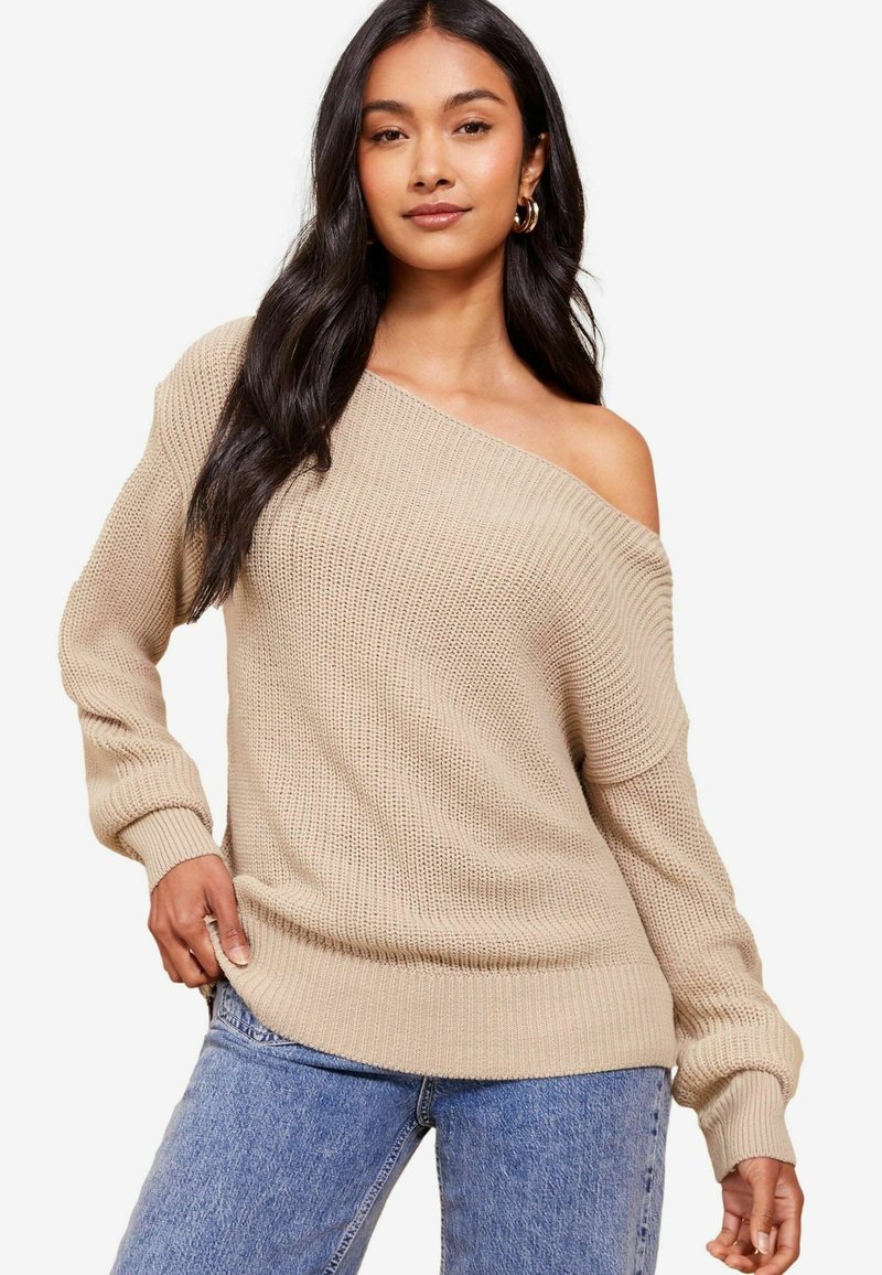 Friends Like These OFF THE SHOULDER - Strickpullover - stone