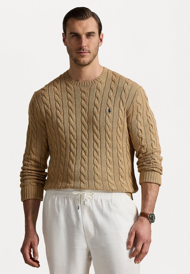 Polo Ralph Lauren Big & Tall - CABLE KNIT COTTON JUMPER - Jumper - camel melange, Enlarge