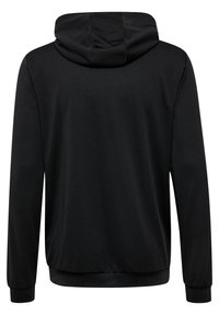 Felpa nera con cappuccio, dalla superficie testurizzata, maniche lunghe e design monocolore. Presenta una vestibilità regolare e polsini a costine.