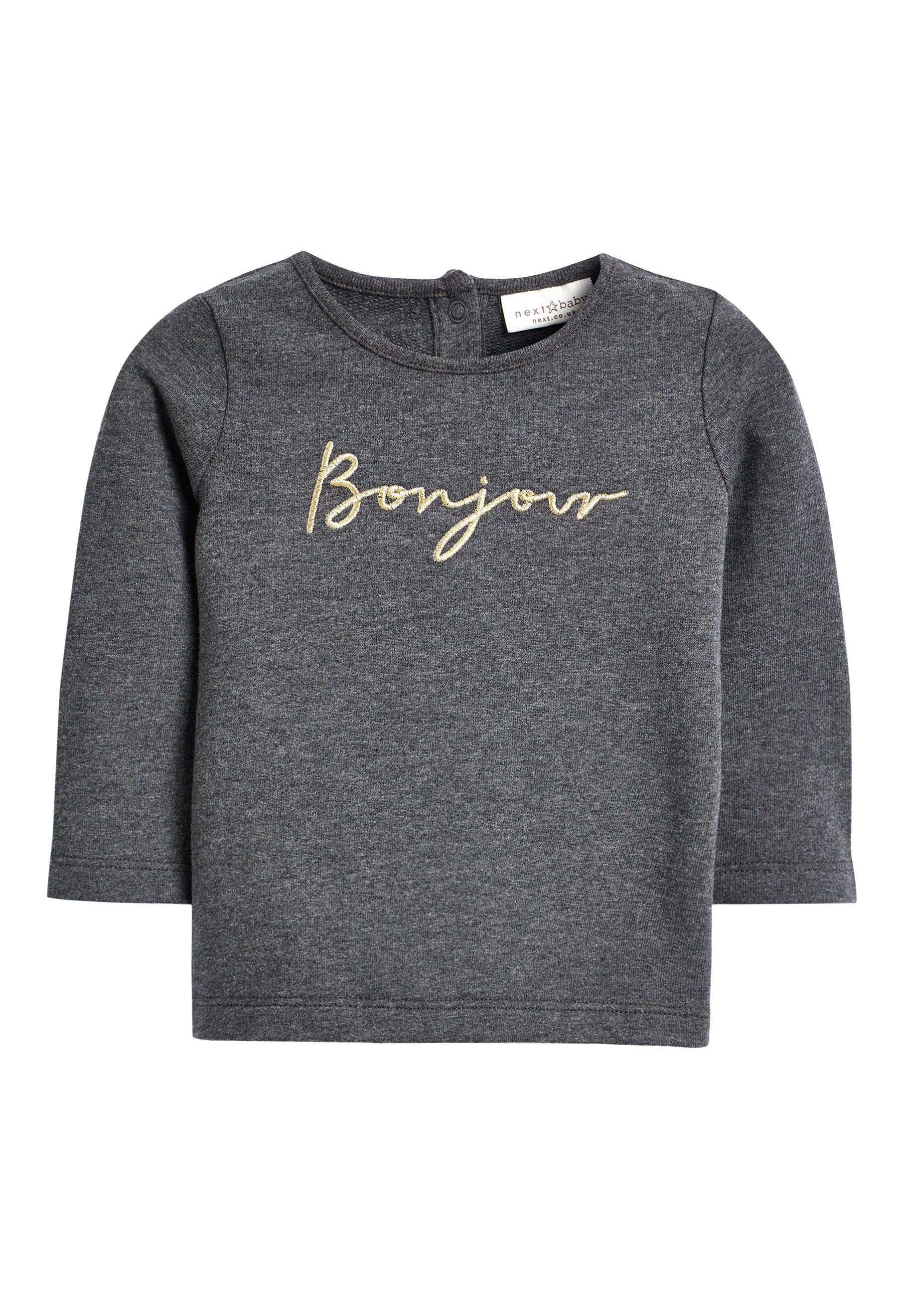 CHARCOAL SLOGAN SWEATER THREE PIECE 