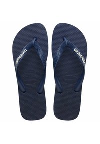 Infradito in gomma blu navy con superficie strutturata, fasce larghe e accentuazione del logo bianco sulla fascia. Design classico, leggero e flessibile.