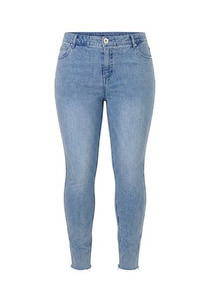 Studio Untold, SKINNY-JEANS, HIGH WAIST, DESTROY-EFFEKTEN, FRANSENSAUM - Jeans Skinny Fit - light blue