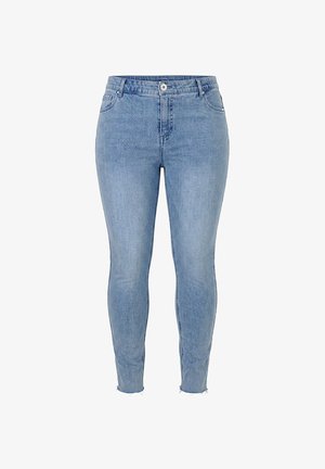 Studio Untold, SKINNY-JEANS, HIGH WAIST, DESTROY-EFFEKTEN, FRANSENSAUM - Jeans Skinny Fit - light blue