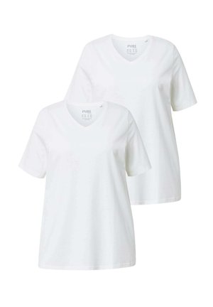 2 PACK SHORT SLEEVE V-NECK - T-paita - off white