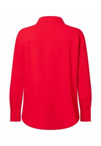Rode long-sleeve shirt met een kraag, met knoopmanchetten en een gladde textuur. Beschikt over een rechte achterkant zonder patronen of versieringen.