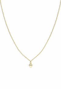 Gouden ketting met een delicaat, klein hartje als hanger. De ketting heeft een klassiek schakelontwerp.